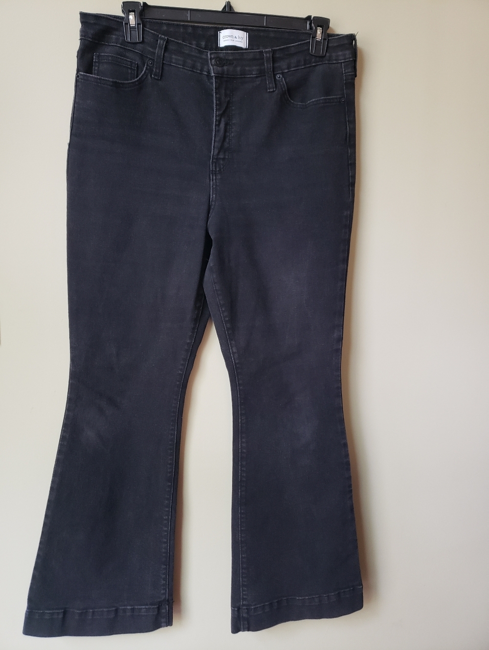 Crown & Ivy High Rise Flare Jeans Black Size 16